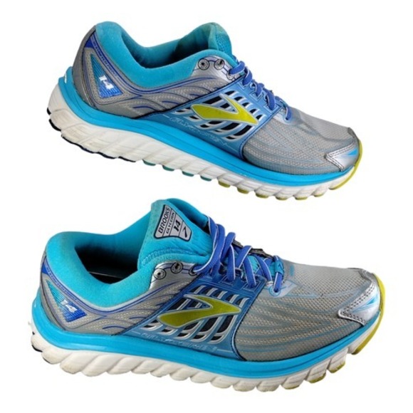 Brooks Shoes - Brooks Womens Glycerin 14 Running Shoes 1202171B151 Size 8.5 Silver/Teal/Lime